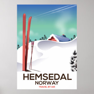 Poster de viagens do esqui de Hemsedal Noruega