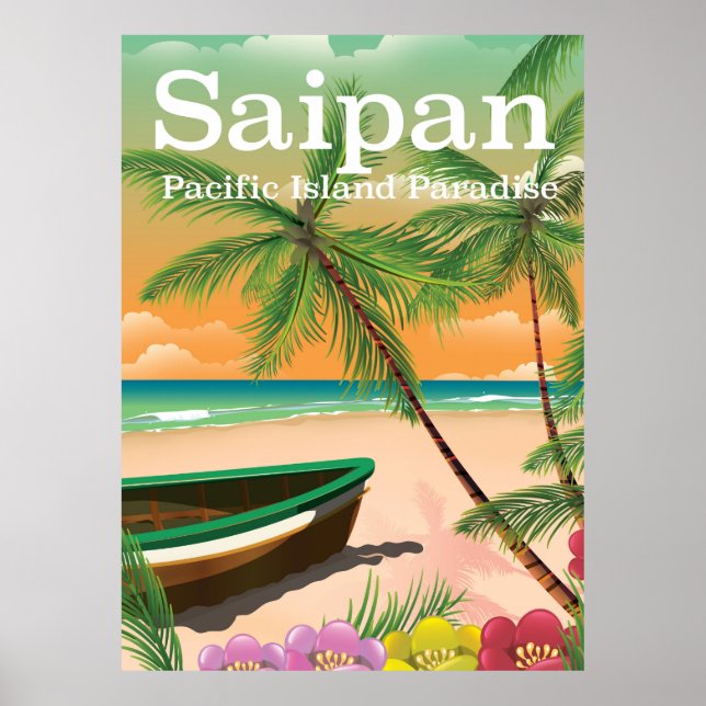 Poster de viagens do estilo Saipan vintage (Frente)