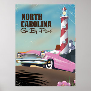 Poster de viagens do farol de North Carolina