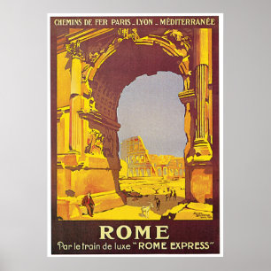 Poster de viagens do francês do vintage de "Roma"