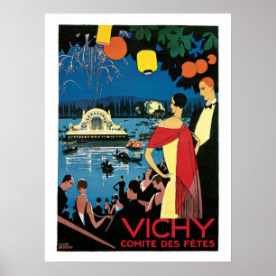 Poster de viagens do francês do vintage de Vichy