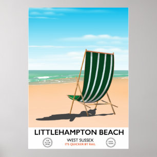 Poster de viagens do leste de Sussex da praia de
