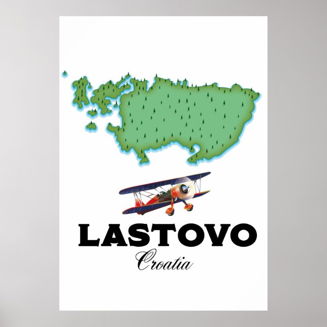 Poster de viagens do mapa da Croácia do Oidovo. (Frente)