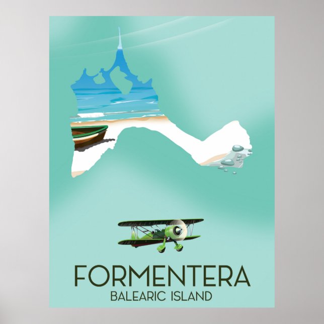 Poster de viagens do mapa das ilhas Baleares de Fo (Frente)