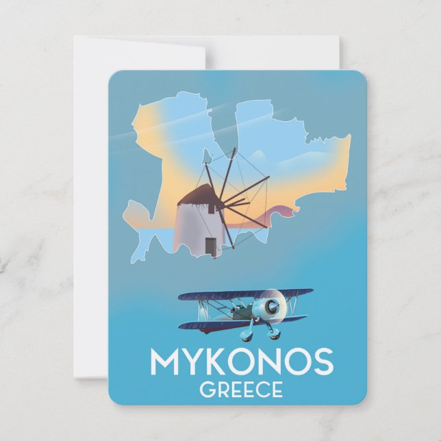Poster de viagens do Mapa de Grécias do Mykonos (Frente)