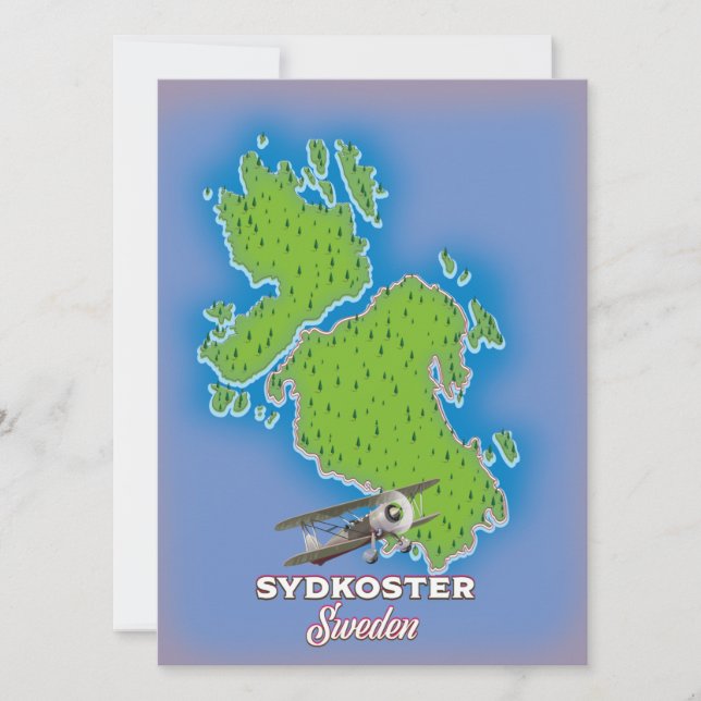 Poster de viagens do mapa de Suecia Sydkoster. (Frente)