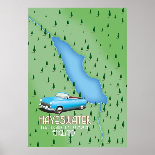 Poster de viagens do mapa do distrito de Hayeswate (Frente)