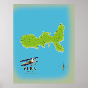 Poster de viagens do mapa Elba Itália