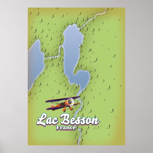 Poster de viagens do mapa Lac Besson France (Frente)