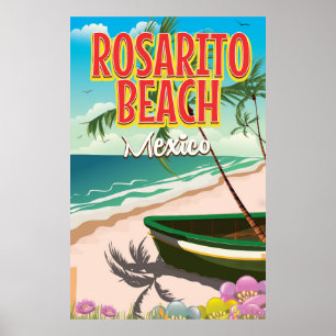 Poster de viagens do mexicano da praia de Rosarito