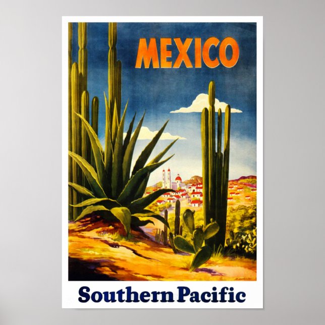 Poster de viagens do México estilo Retro (Frente)