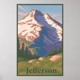 Poster de viagens do Mt. Jefferson do vintage