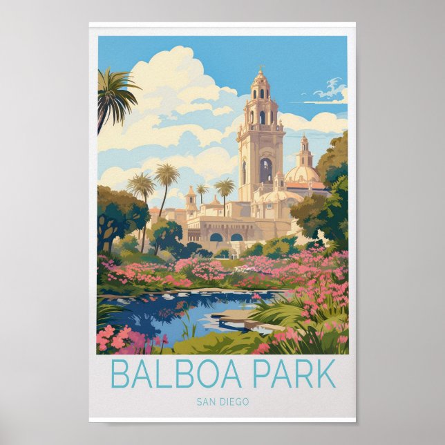 Poster de viagens do Parque Balboa - San Diego Cal (Frente)