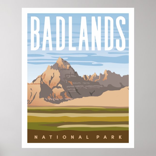 Poster de viagens do Parque Nacional Badlands (Frente)