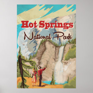 Poster de viagens do parque nacional de Hot