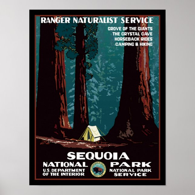 Poster de viagens do Parque Nacional Sequoia (Frente)