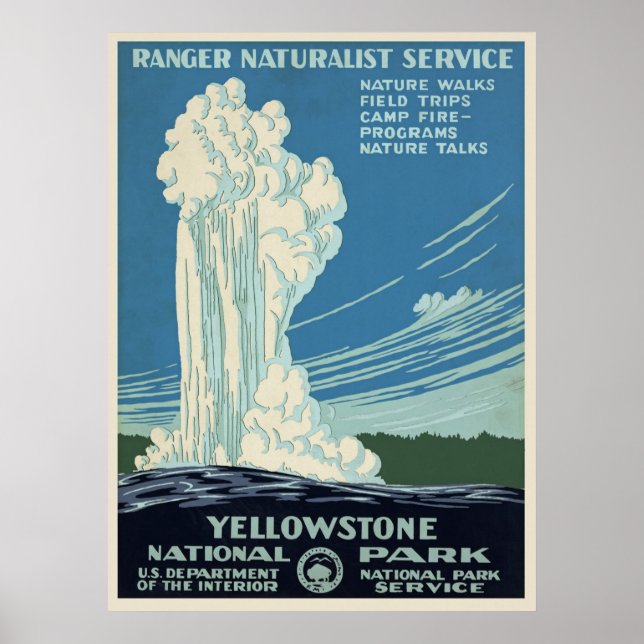 Poster de viagens do Parque Vintage Yellowstone (Frente)