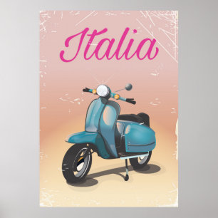 Poster de viagens do patinete de Italia