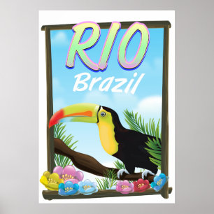 poster de viagens do Rio Brasil Toucan