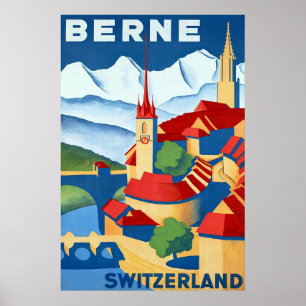 Poster de viagens do suíço do ~Vintage da suiça