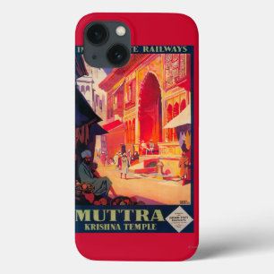 Poster de viagens do templo de Muttra Krishna