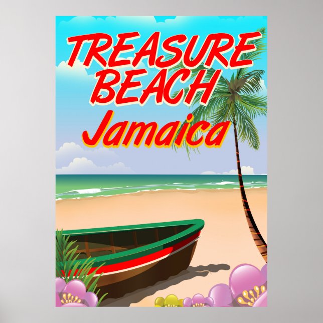 Poster de viagens do tesouro na Jamaica (Frente)