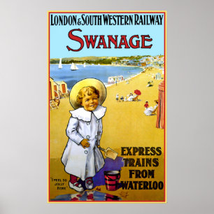 Poster de viagens do trilho de Swanage do vintage
