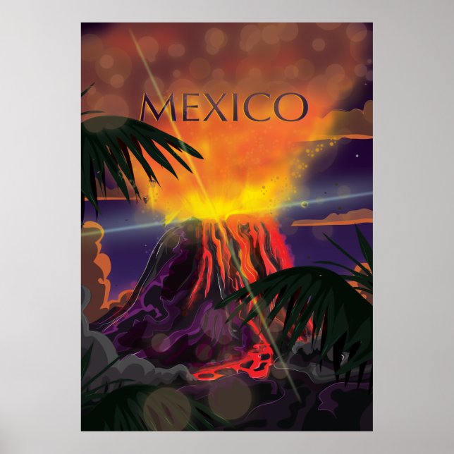 Poster de viagens do vulcão México (Frente)