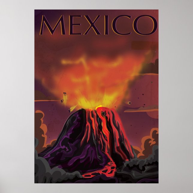 Poster de viagens do vulcão México (Frente)