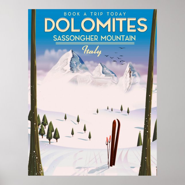 Poster de viagens Dolomites Sassongher Mountain It (Frente)