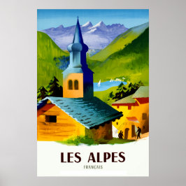 Poster de viagens dos Alpes Franceses