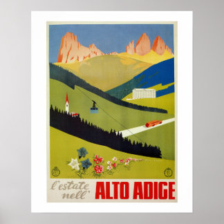 Poster de viagens dos Alpes italianos Vintage (Tir