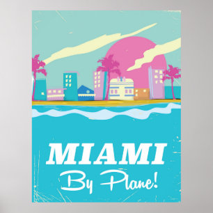 Poster de viagens dos anos 80 do vintage de Miami