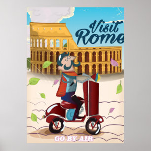 Poster de viagens dos desenhos animados de Roma da