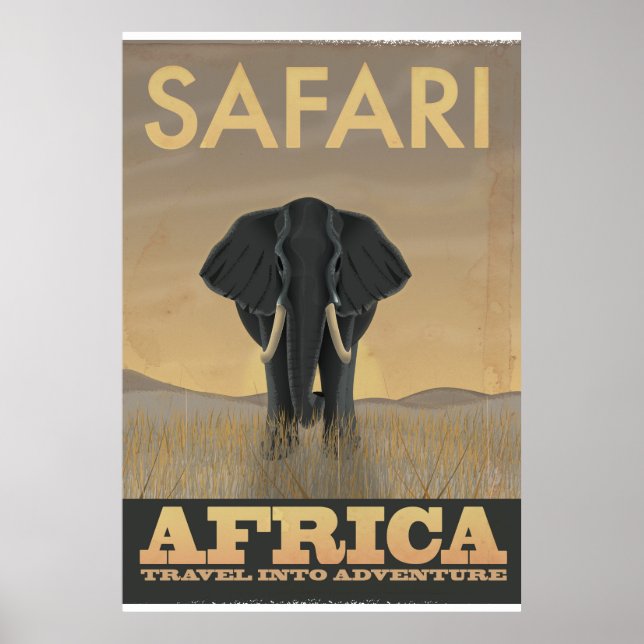 Poster de viagens Elefante Safari África (Frente)
