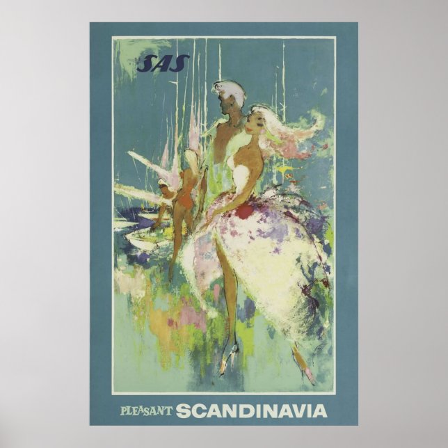 Poster de viagens Escandinavo Vintage, Retro (Frente)