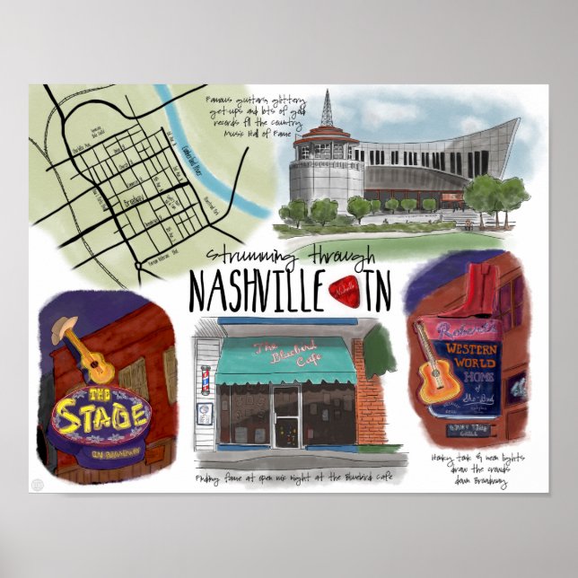 Poster de viagens: Esmagando por Nashville, TN (Frente)