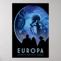 Poster de viagens Espacial Retroativo - Lua Europa