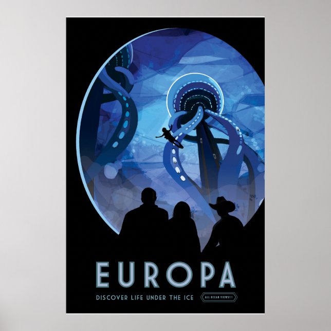 Poster de viagens Espacial Retroativo - Lua Europa (Frente)