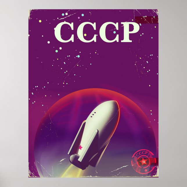 POSTER DE VIAGENS espacial soviético CCCP (Frente)