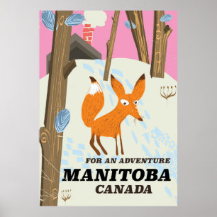 poster de viagens estilo vintage Manitoba Canada