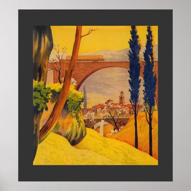 Poster de viagens Ferroviário Francês Vintage (Frente)