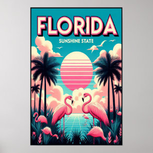 Poster de viagens Flamingo da Vintage Florida