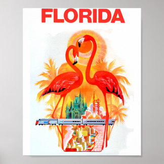 Poster de viagens Flamingo Vintage da Flórida
