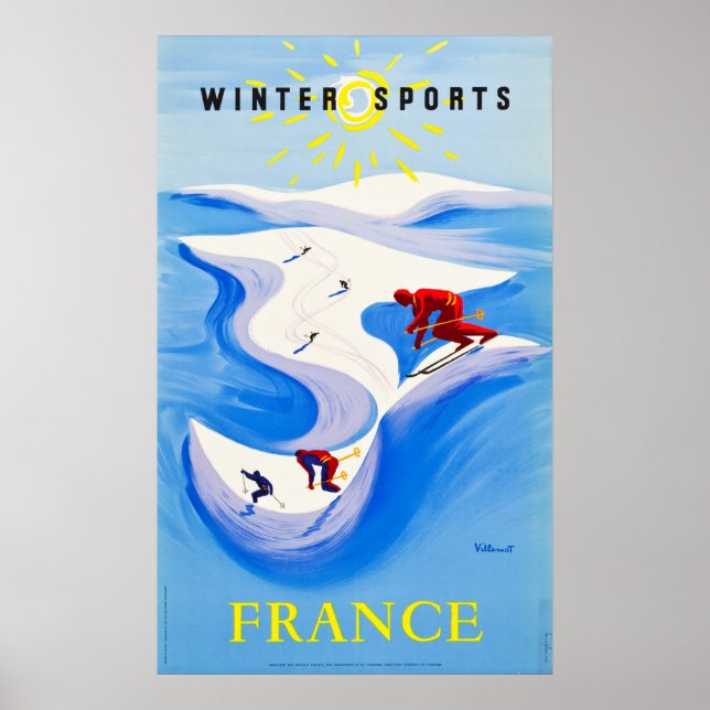 Poster de viagens França ... Esportes de inverno (Frente)