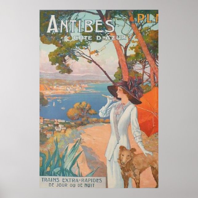 Poster de viagens francês Antibes Vintage (Frente)