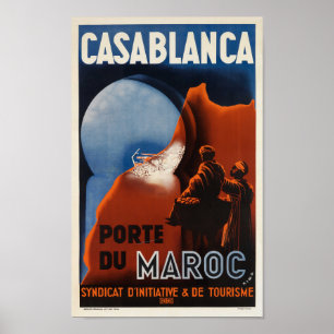 Poster de viagens francês Casablanca Marrocos Vint