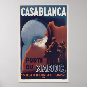 Poster de viagens francês Casablanca Marrocos Vint