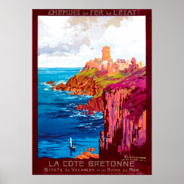 Poster de viagens francês da Costa Britânica Vinta