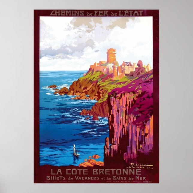 Poster de viagens francês da Costa Britânica Vinta (Frente)